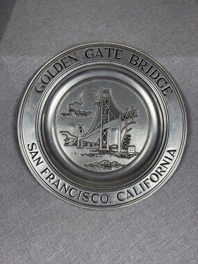 Vintage Wilton Armetale Golden Gate Bridge San Francisco California Metal Plate